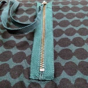 Ann Taylor Loft - Large - Long Sleeve - Teal & Black Polka Dots - Zip Up Top